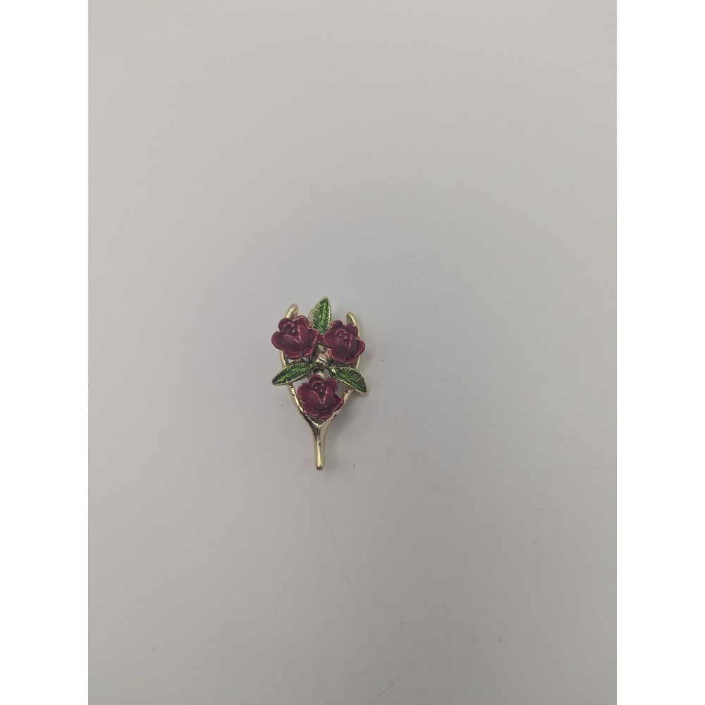 Vtg Gerrys Gold Tone Rose Bouquet Wishbone Enamel Pin Brooch Womens Jewelry